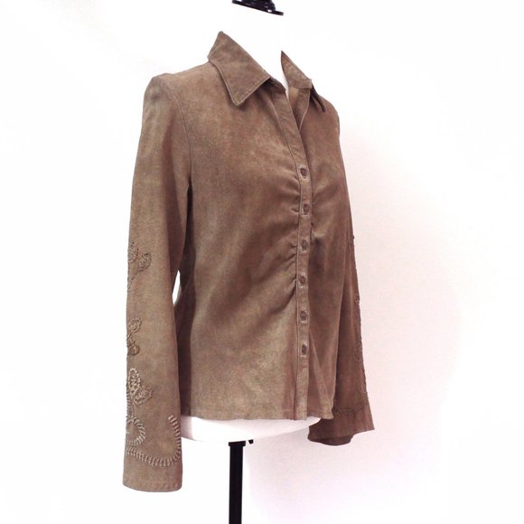 Vintage suede snap down Western blouse, SKOTTS SUEDE, Washable, Size M - Picture 2 of 11